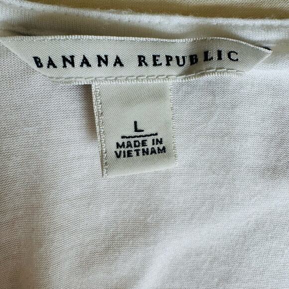 Banana Republic Womens White Ruffle Weavy Button Down Feminine Tank Top Sz Large - Picture 5 of 8